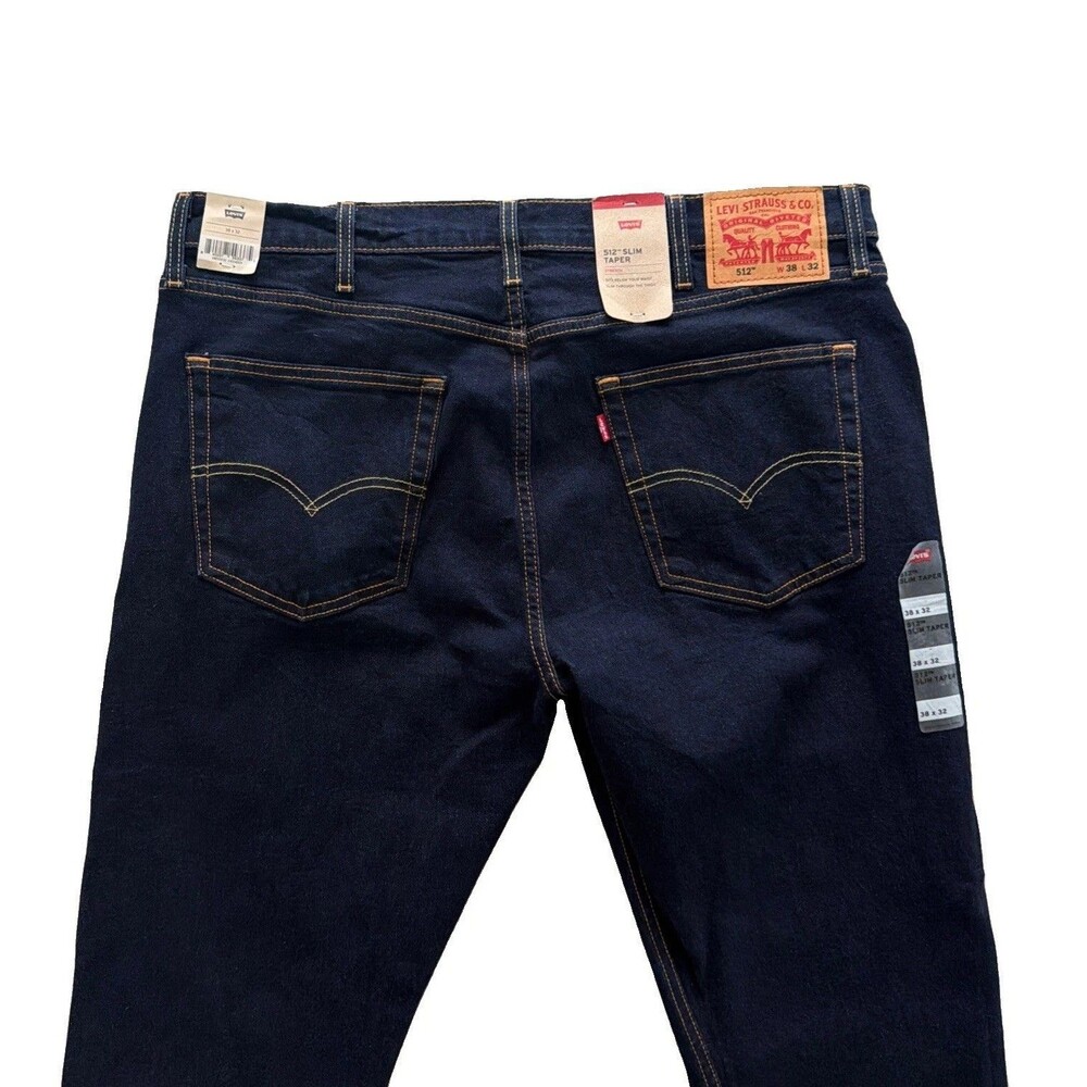 NWT Levis 512 Men’s Jeans 38 X 32 Dark Blue Slim Taper Denim Casual Stretch